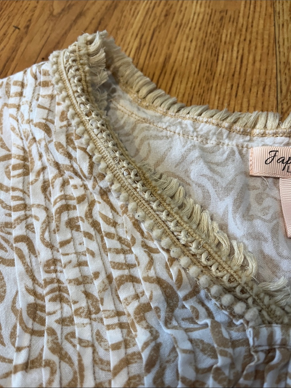 Japna 100% Rayon Lounge Set White & Tan V-Neck Printed Size L - Picture 3 of 7
